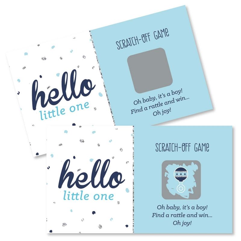 Big Dot of Happiness Hello Little One - Blue and Silver - Boy Baby Shower Game Scratch Off Cards - 22 Count, 1 of 7