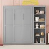 NicBex Full Size Murphy Bed Wooden Bed Frame Morden Hideaway Wall Bed with 1 Side Storage Shelves for Bedroom - 3 of 4