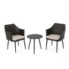 3-Piece PE Rattan Outdoor Chat Set with Cushions, Weather-Resistant Iron Frame and Woodgrain Legs for Balcony or Small Patio Spaces-Cuddlewood - 3 of 4