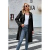 Women's Double Breasted Long Trench Coat Windproof Classic Lapel Slim Overcoat with Belt - 3 of 4
