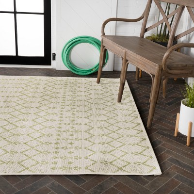 Moroccan-Inspired Geometric Gray Flatweave 3' x 5' Outdoor Rug