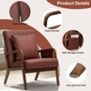 Hommpa Mid-century Accent Chair Ergonomic Leather Armchair with Wood Frame & Lumbar Pillow Brown - 3 of 4