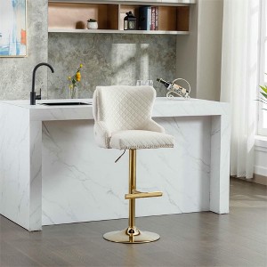 Resenkos Counter Bar Stools, Counter Stool,Bar Chair Stool One-Piece Set, Adjustable Height, White Beige - 1 of 4