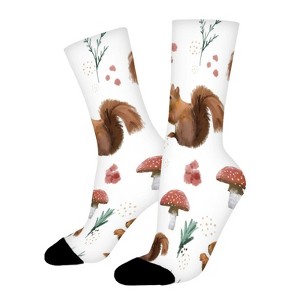 Spring Squirrel Women Printed Crew Socks Funny Funky Socks Soft Polyester Novelty Gifts for Artists Men - 1 of 1