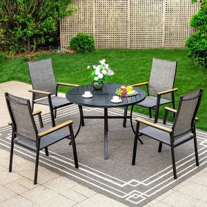 5pc Patio Dining Set: Umbrella-Compatible Table, Stackable Chairs - Captiva Designs - 1 of 4
