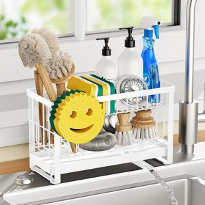 Kitchen Countertop Smiley Sink Caddy - Self-Draining, Detachable Brush Holder, Fits Soap/Scrubber/Dish Brush - 1 of 4