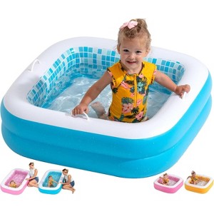 Jasonwell 34"x10" Inflatable Baby Pool for Toddlers 1-3, Soft Floor, Handles & Drain, Blow-up Bathtub & Ball Pit, Outdoor Summer Toy for Boys - 1 of 4