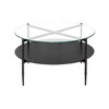 Caroline Round Glass Top Coffee Table with Wood Shelf Black - Martha Stewart: Chic Modern Design, Matte Metal Frame - 4 of 4