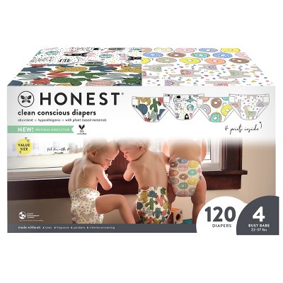 The Honest Company Disposable Diapers Four Print - Size 4 - 120ct