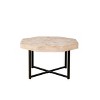 Octagonal Vintage Wood Side Table with Metal Cross Legs for Living Room, Bedroom, or Office - 3 of 4