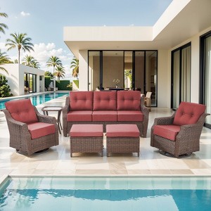Buenhomino 6 Piece Patio Furniture Set with Swivel Chairs, Side Table & Ottomans, Outdoor Conversation Set for Backyard, Deck, Porch, Poolside - 1 of 4
