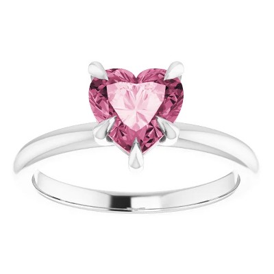 Pompeii3 7mm Pink Topaz Women's Heart Ring in 14k Gold 7mm Tall