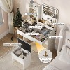 Makeup Vanity with LED Lighted Mirror,Vanity Desk with 2 Drawers & Power Outlet, Dressing Table with 4 Open Shelves and Storage Stool for Bedroom - 4 of 4