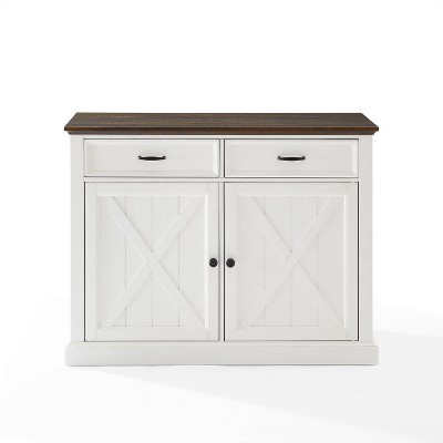 Clifton 36" Distressed White and Brown Modern Farmhouse Kitchen Island