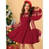 Allegra K Women's Sheer Mesh Panel Long Sleeve Fit and Flare Mini A-Line Dresses - 2 of 4