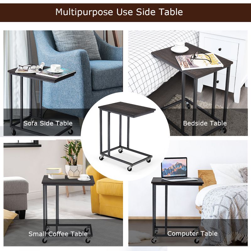 Tangkula C-Shaped Beside Sofa Laptop Table Multiple Magazines Snack Table, 4 of 8