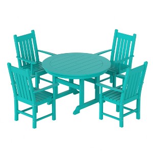 WestinTrends 5 Piece Outdoor Patio Dining Set Outdoor Round Table and Armchair Set - 1 of 2