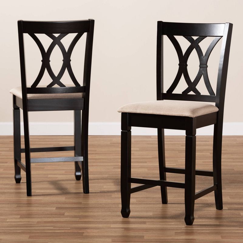 2pc Reneau Finished Wood Counter Height Pub Chairs - Baxton Studio, 6 of 9