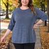 Women's Plus Size Crew Neck Long Sleeve Side Split Shirt Casual Ribbed Knit Blouse - Agnes Orinda - 2 of 4