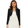 INSPIRE CHIC Women's Long Sleeve Cocktail Party Open Front Cropped Velvet Bolero Shrugs - 2 of 4