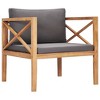 vidaXL Outdoor Patio Chair with Comfy Gray Cushions, Solid Teak Wood, Easy Maintenance, Versatile Design, Ideal for Garden, Terrace or Patio - 2 of 4