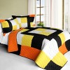 Slickblue 3 PC Full/Queen Quilt Set Patchwork Reversible Vermicelli Quilted Geometric, Yellow/Pink - 2 of 4