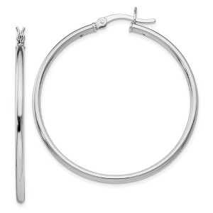 Black Bow Jewelry 2mm Polished Sterling Silver Round Hoop Earrings, 41mm (1 5/8 in) - 1 of 4