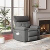 Manual Recliner Chair, 360° Swivel PU Leather Lounge Chair with Side Pocket for Living Room & Home Theater - 2 of 4