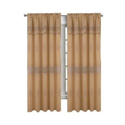RT Designers Collection Debbie Macrame Construction 3" Rod Pocket Curtain Panel Gold/Gold
