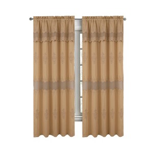 RT Designers Collection Debbie Macrame Construction 3" Rod Pocket Curtain Panel Gold/Gold - 1 of 4