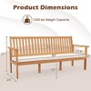 Costway Outdoor 3-Seat Wood Bench 64 Inches Extra Long Acacia Chair with Seat Cushion - 3 of 4