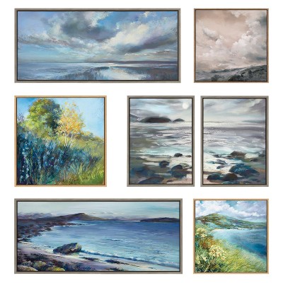 Nel Whatmore Panoramic Ocean Landscape Canvas Print with Gold Frame