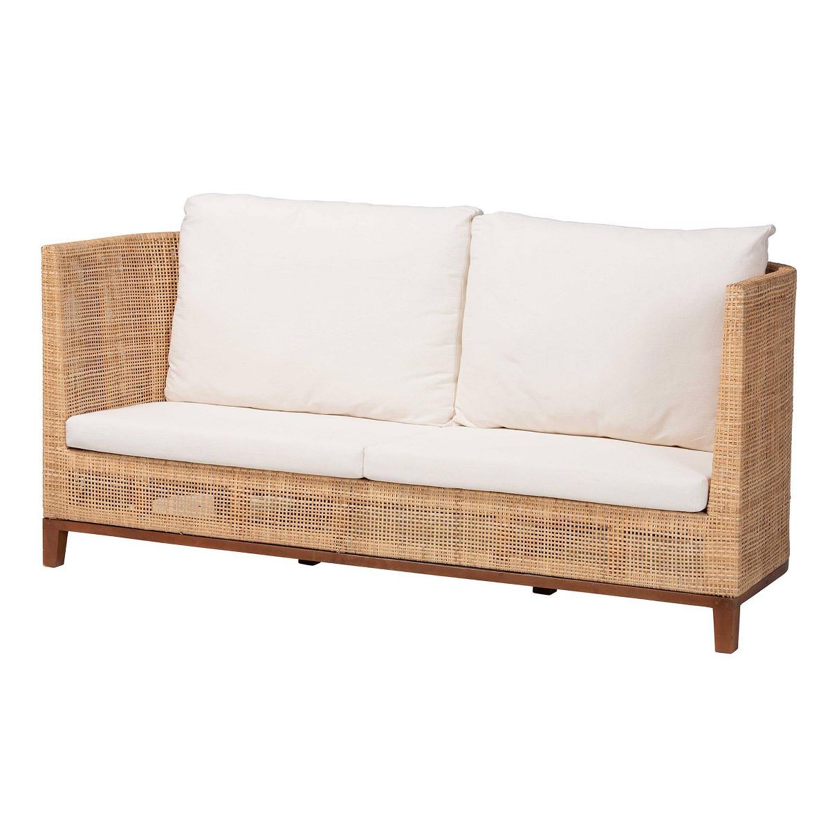 bali & pari Edda Natural Rattan Sofa with Upholstered Cushions Natural