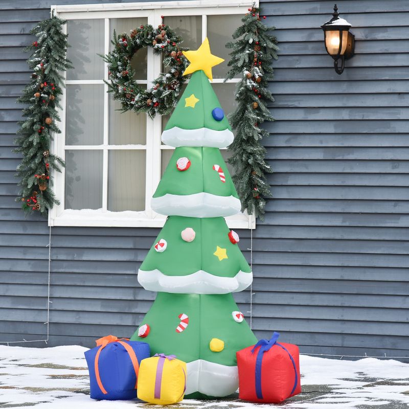 HOMCOM 6ft Christmas Inflatable Christmas Tree with Presents, Outdoor Blow-Up Yard Decoration with LED Lights Display, 5 of 10