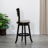 30" Bar Height Slat Back Swivel Stool with Fabric Seat and Natural Finish, Solid Hardwood Frame for Kitchen or Bar - 3 of 4