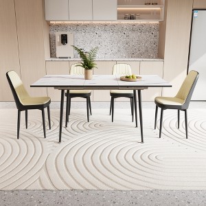 5-Piece Expandable Dining Set with Rectangular Table and 4 PU Armless Chairs - 1 of 4