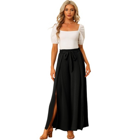 Womens Palazzo Pants Women's Wide Leg Long Palazzo Pants High Waist Loose  Fit Casual Flowy Pants Trousers with Pockets, Black, Small : :  Clothing, Shoes & Accessories