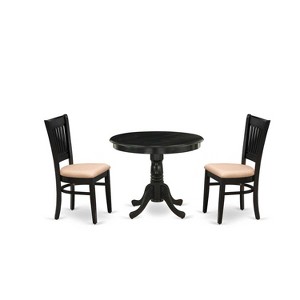 3-Piece Black Finish Solid Wood Top - Dining Room Set - Seats 4 - 1 of 4