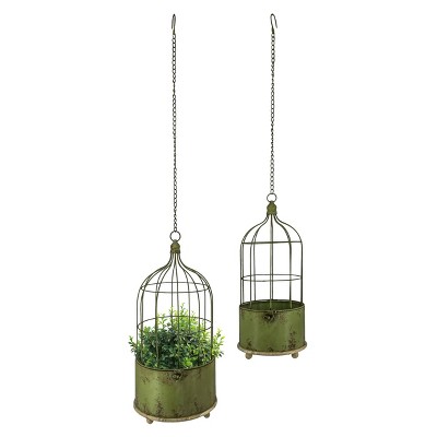 VIP Metal 20.5 in. Bronze Hanging Cage Planters Set of 2