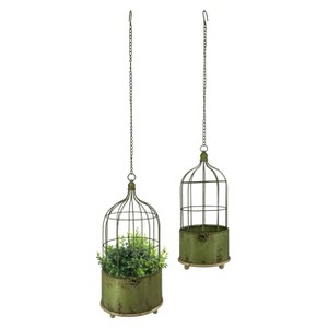 VIP Metal 20.5 in. Bronze Hanging Cage Planters Set of 2 - 1 of 2