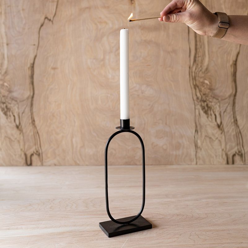 Tall Oval Taper Candle Holder Black Metal by Foreside Home & Garden, 3 of 9