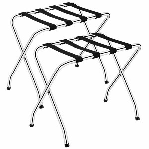 Costway Folding Luggage Rack Chromed Metal Suitcase Holder Shelf for Home Hotel - 1 of 4