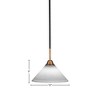 Toltec Lighting Paramount 1 - Light Pendant in  Matte Black/Brass with 10" White Muslin Shade - 2 of 2