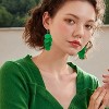 Handmade Bohemian Wooden Round Geometry Dangle Drop Earrings Long Chain Wood Disc Circle Hook Earrings for Women - 3 of 4
