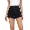 Women's Mid - Rise Distressed Denim Shorts with Frayed Hem, Casual Ripped Jean Shorts for Summer - 2 of 4