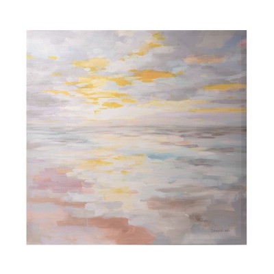 VIP Polyester 27.56 in. Yellow Giclee Sun Up On The Sea Wall Art