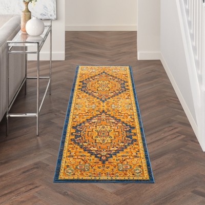 Bohemian Bliss Orange Multicolor Medallion Indoor Rug - 27"x5.5"