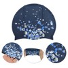 Unique Bargains Silicone Waterproof Floral Print Swim Cap Navy Blue White 1 Pc - 3 of 4