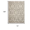 HomeRoots 6' X 9' Gray and Ivory Damask Power Loom Distressed Area Rug - 3 of 4