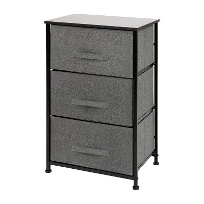 Emma And Oliver 3 Drawer Vertical Storage Dresser With Black Wood Top ...